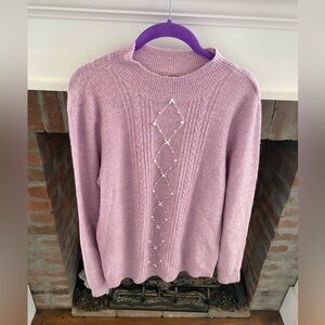 Elle Womens Soft Pink Pearl Accent Sweater Vintage Vibes size Medium Cozy​